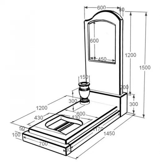 Розміри Мармуровий пам'ятник з листом різьблена робота одинарний з білого мармуру Волокас к13-vol-pf-120-60-08-011-r