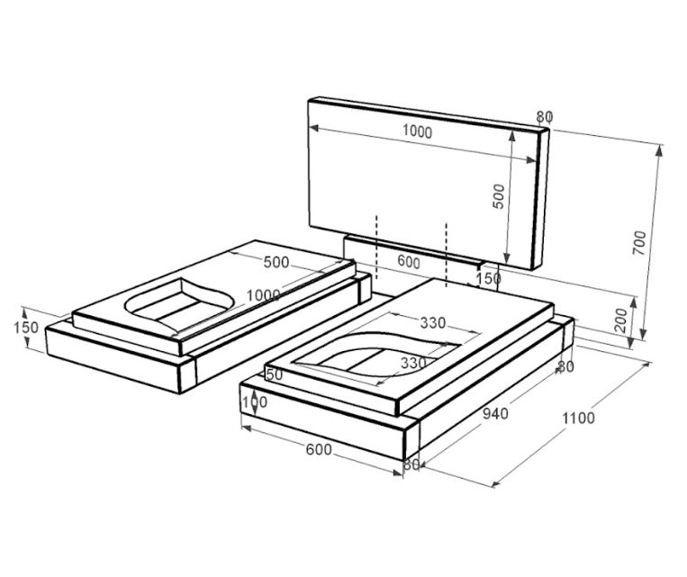 Розміри Гранітний пам'ятник надгробний висотою 70 см подвійний із чорного граніту Коростишів з листом різьблена робота к22-kor-pf-50-100-08-001