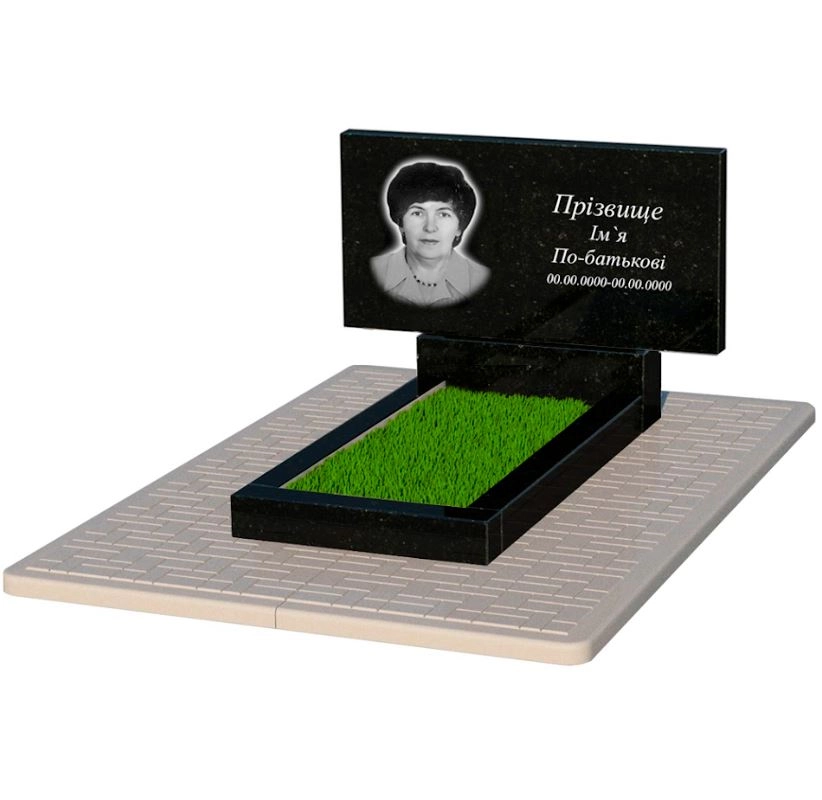 Основне Пам'ятник із граніту середнього розміру одинарний із чорного граніту Коростишів без різьблених робіт к2-kor-pf-50-100-08-001-pbd2