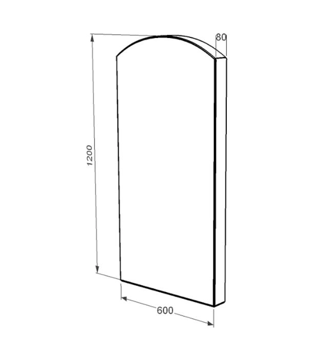 Розміри Стела на кладовище 60 см шириною 1200x600x80 з граніту вертикальна з полірованими фасками Букинського кар'єру st-buk-pf-120-60-08-009
