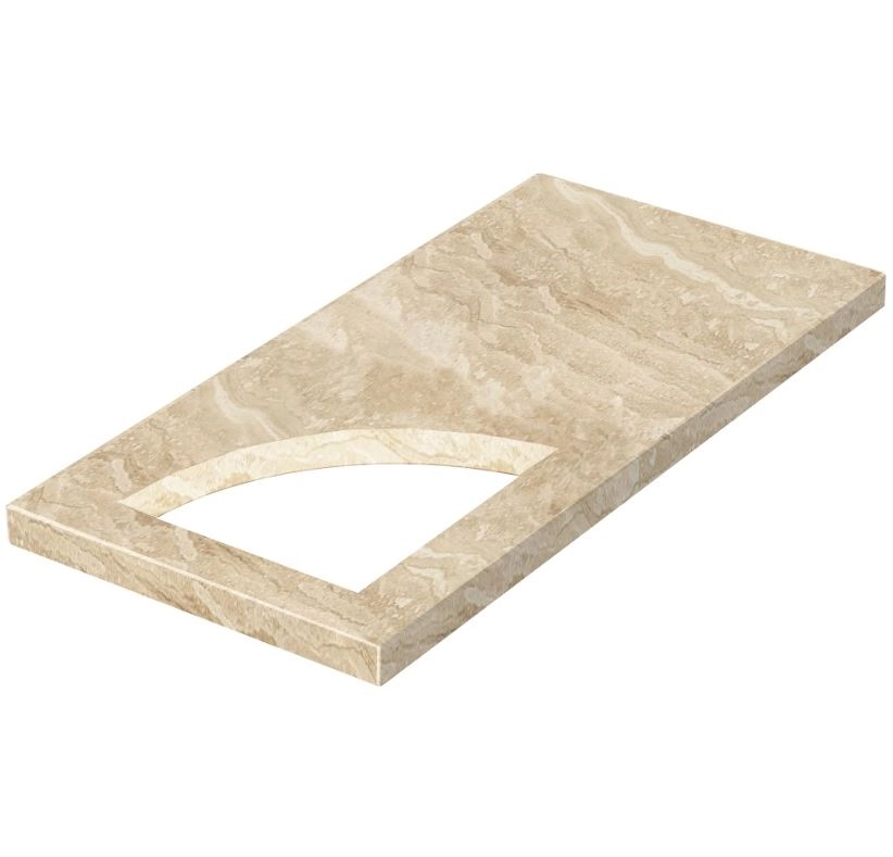 Основное Надгробная плита бежевая 1200x600x50из мрамора Дайна с полированными фасками плита Уголок правая pl-dan-pf-pt-120-60-05-KUT-r