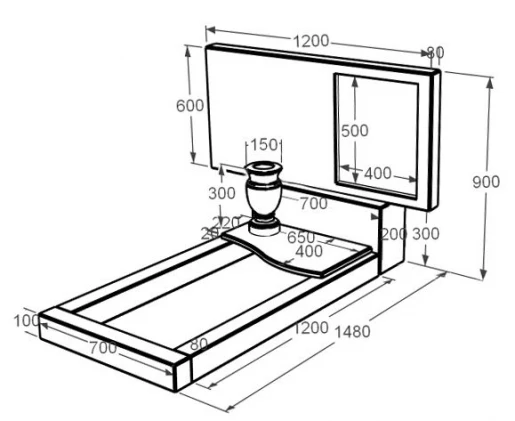 Розміри Мармуровий пам'ятник елітний одинарний з білого мармуру Волокас з хвилею різьблений к5-vol-pf-60-120-08-001