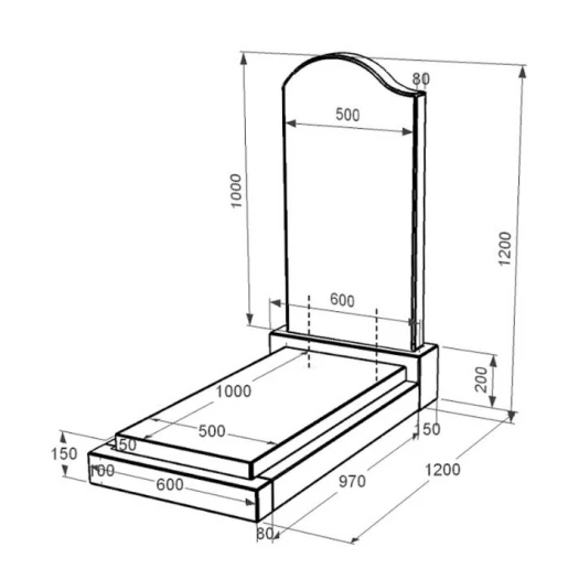 Размеры Надгробный памятник из гранита для папы одинарный из черного гранита Коростышев с волной резной к12-kor-pf-100-50-08-011-l
