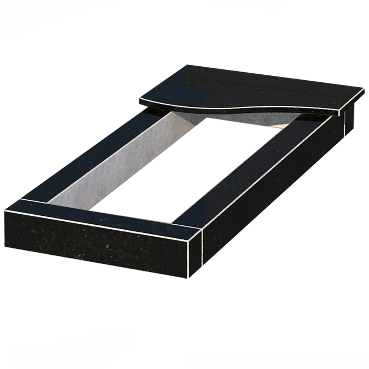 Основное Цветник на могилу длиной 116 см 1160x500x100 из гранита серия Базис с неполированными фасками Коростышевского карьера cv-kor-npf-1160-500-4-volna-1-np