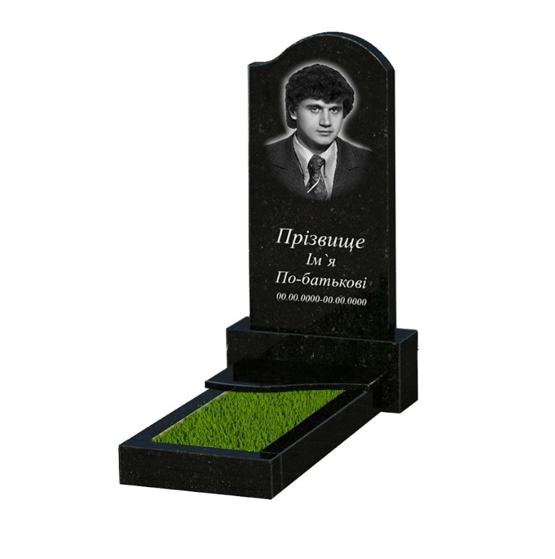 Основное Памятник из гранита с черной стелой одинарный из черного гранита Коростышев с волной резной к3-kor-pf-80-40-05-011-r