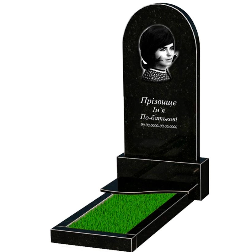 Основное Надгробный памятник из гранита элитный одинарный из черного гранита Коростышев с волной резной к3-kor-npf-120-60-08-006