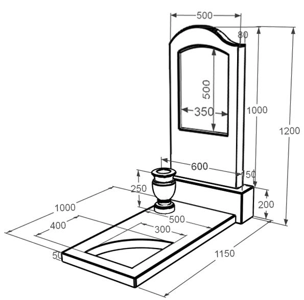 Розміри Мармуровий пам'ятник для дівчини одинарний з білого мармуру Волокас з вирізаним куточком к9-vol-pf-100-50-08-011-l
