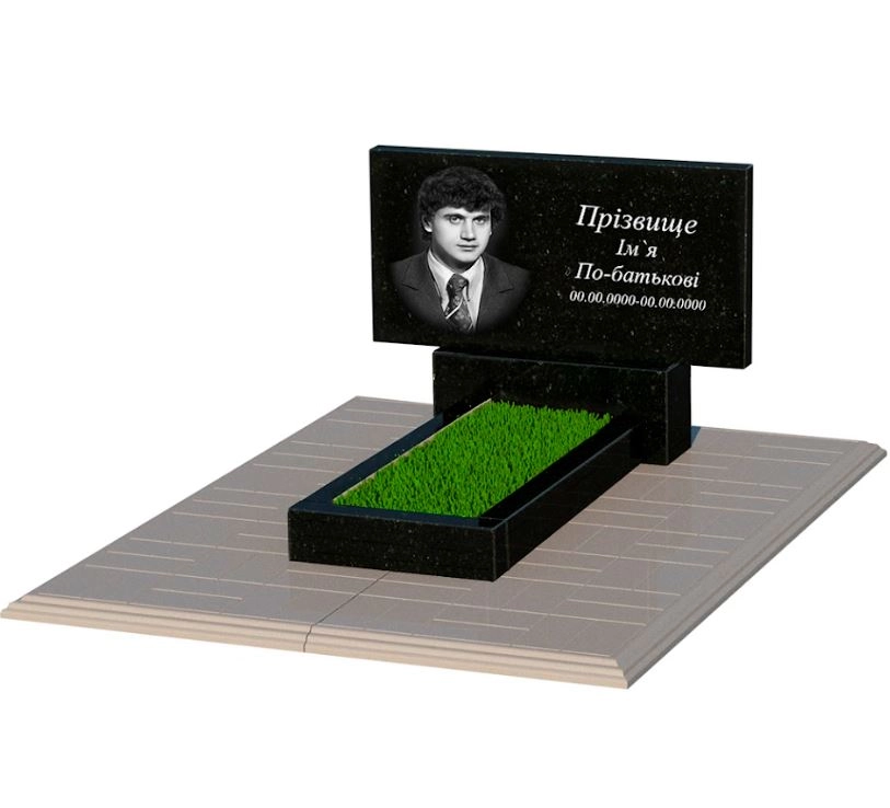 Основное Гранитный памятник 60 см высотой одинарный из черного гранита Коростышев без резных работ к1-kor-pf-40-80-05-001-pbd1