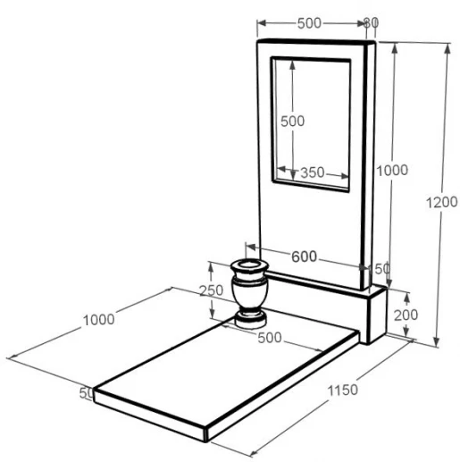 Розміри Мармуровий пам'ятник стела 100х50 см одинарний з білого мармуру Волокас без різьблених робіт к7-vol-pf-100-50-08-001