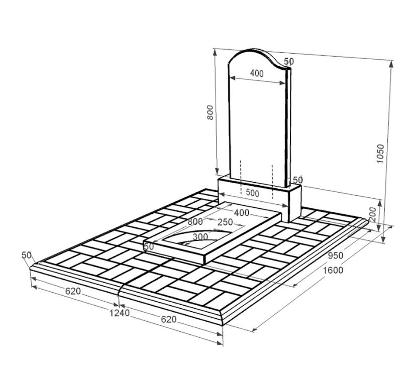 Розміри Гранітний камінь на могилу синові одинарний із чорного граніту Коростишів з вирізаним куточком к9-kor-npf-80-40-05-011-l-pbd1