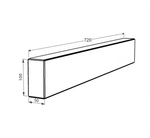 Розміри Брус для квітника та гробниці 720x100x50 з граніту бічний із неполірованими фасками з Токівського граніту br-tok-npf-72-10-05