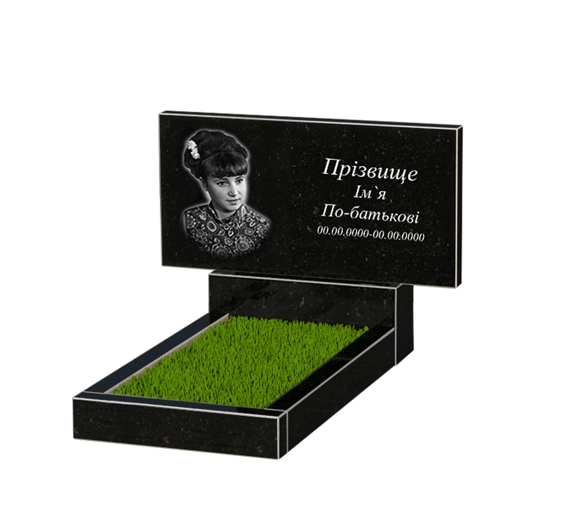 Основное Гранитный памятник 60 см высотой одинарный из черного гранита Коростышев без резных работ к2-kor-npf-40-80-05-001