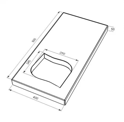 Размеры Надгробная плита белого цвета 800x400x50 из мрамора Волокас с полированными фасками серия Лист левая pl-vol-pf-pt-80-40-05-LISTOK-l