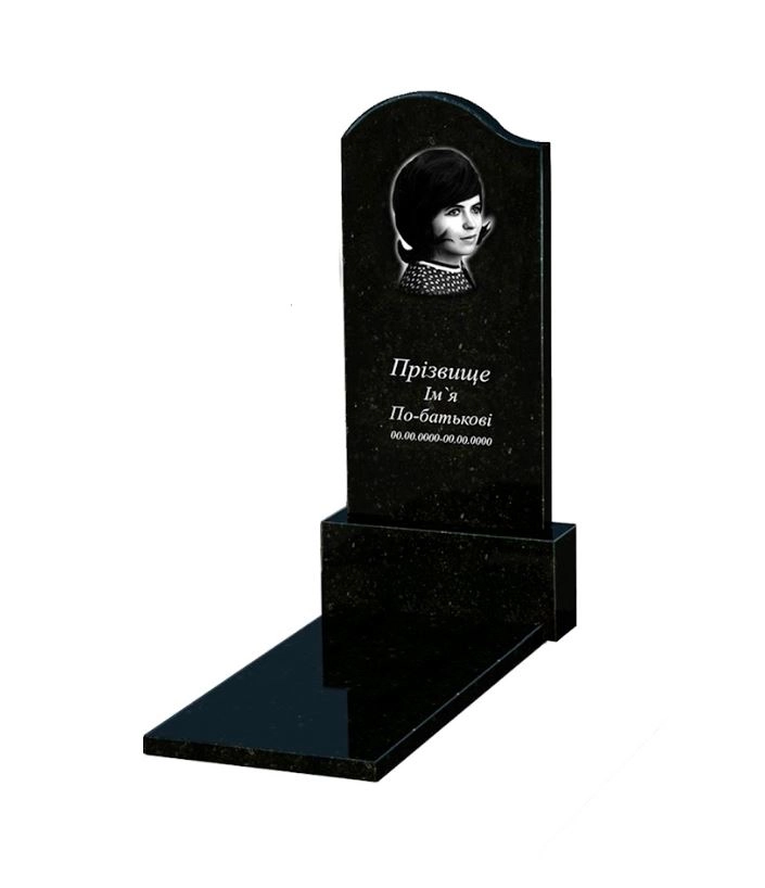 Основное Гранитный памятник девушкам одинарный из черного гранита Коростышев с волной резной к7-kor-pf-120-60-08-011-l