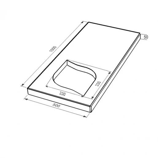 Розміри Надгробна плита із неполірованими фасками 1000x500x50 з граніту серія Лист з полірованими торцями Букинського кар'єру ліві pl-buk-npf-pt-100-50-05-LISTOK-l