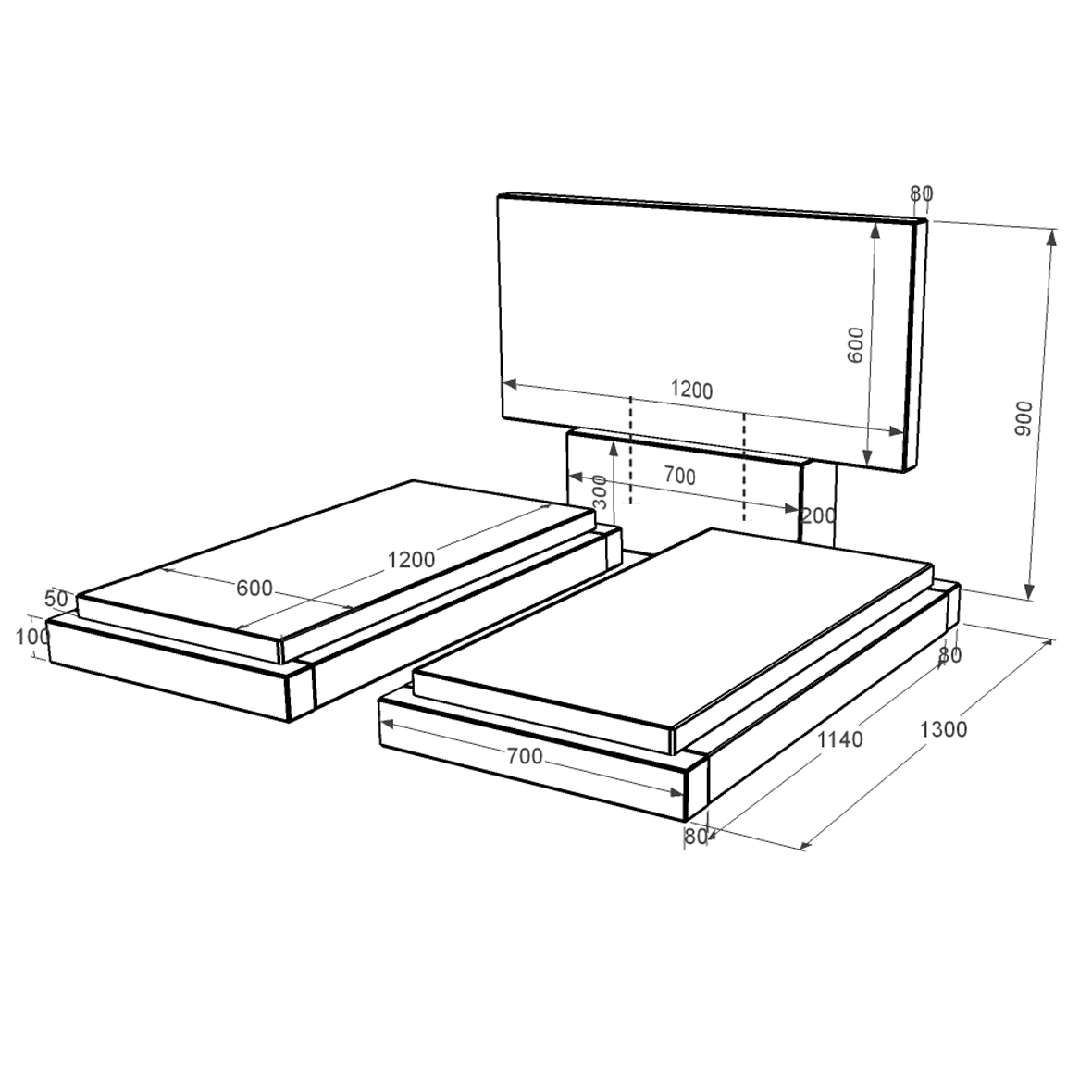 Розміри Пам'ятник із граніту з гробницею подвійний із чорного граніту Коростишів без різьблених робіт к21-kor-npf-60-120-08-001