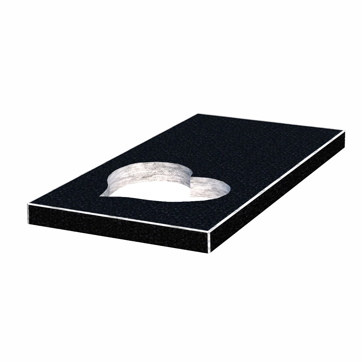 Основное Надгробная плита вместо цветника длиной 120 см  из гранита серия Сердце с неполированными фасками Букинского карьера правые pl-buk-npf-pt-120-60-05-SERCE-r