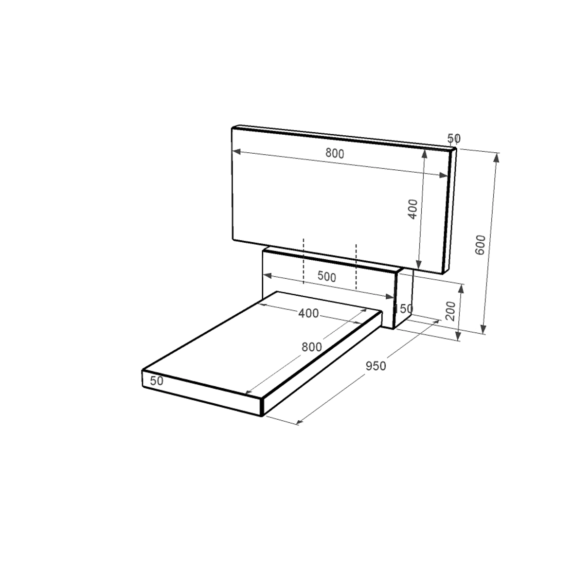 Розміри Гранітний пам'ятник стела 40х80 см 600x800x1000 одинарний серія Базіс 001 із чорного граніту Коростишівського кар'єру к7-kor-npf-40-80-05-001