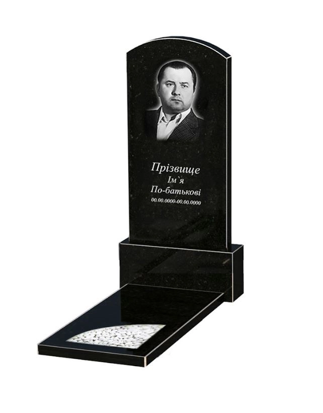 Основное Памятник из гранита отцу одинарный из черного гранита Коростышев с вырезанным уголком к9-kor-npf-120-60-08-009