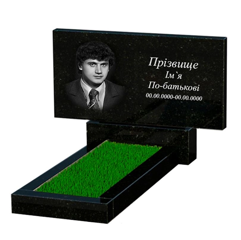 Основное Гранитная плита на могилу высотой 70 см одинарный из черного гранита Коростышев без резных работ к1-kor-pf-50-100-08-001