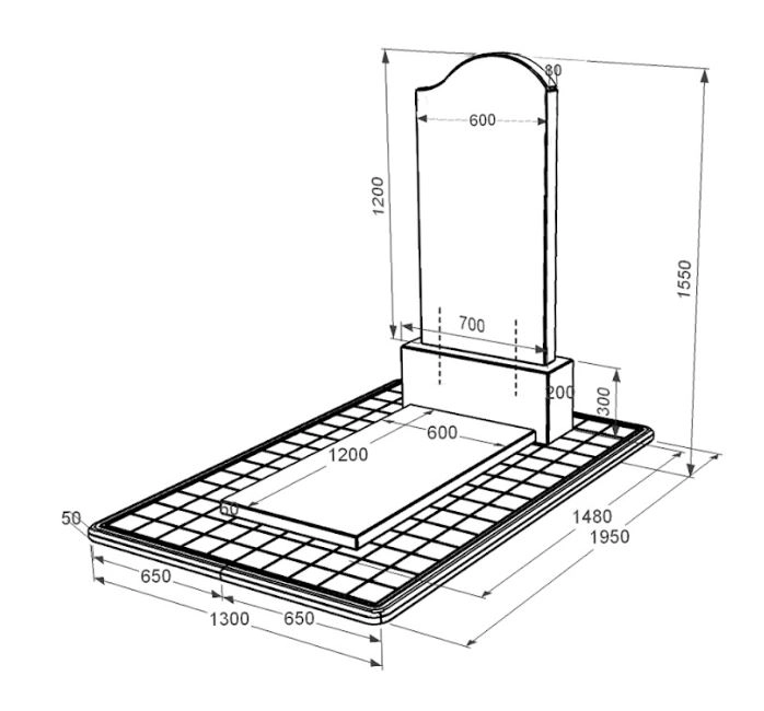 Розміри Надгробок на могилу із граніту вертикальний одинарний із чорного граніту Коростишів з хвилею різьблений к7-kor-npf-120-60-08-011-r-pbd3