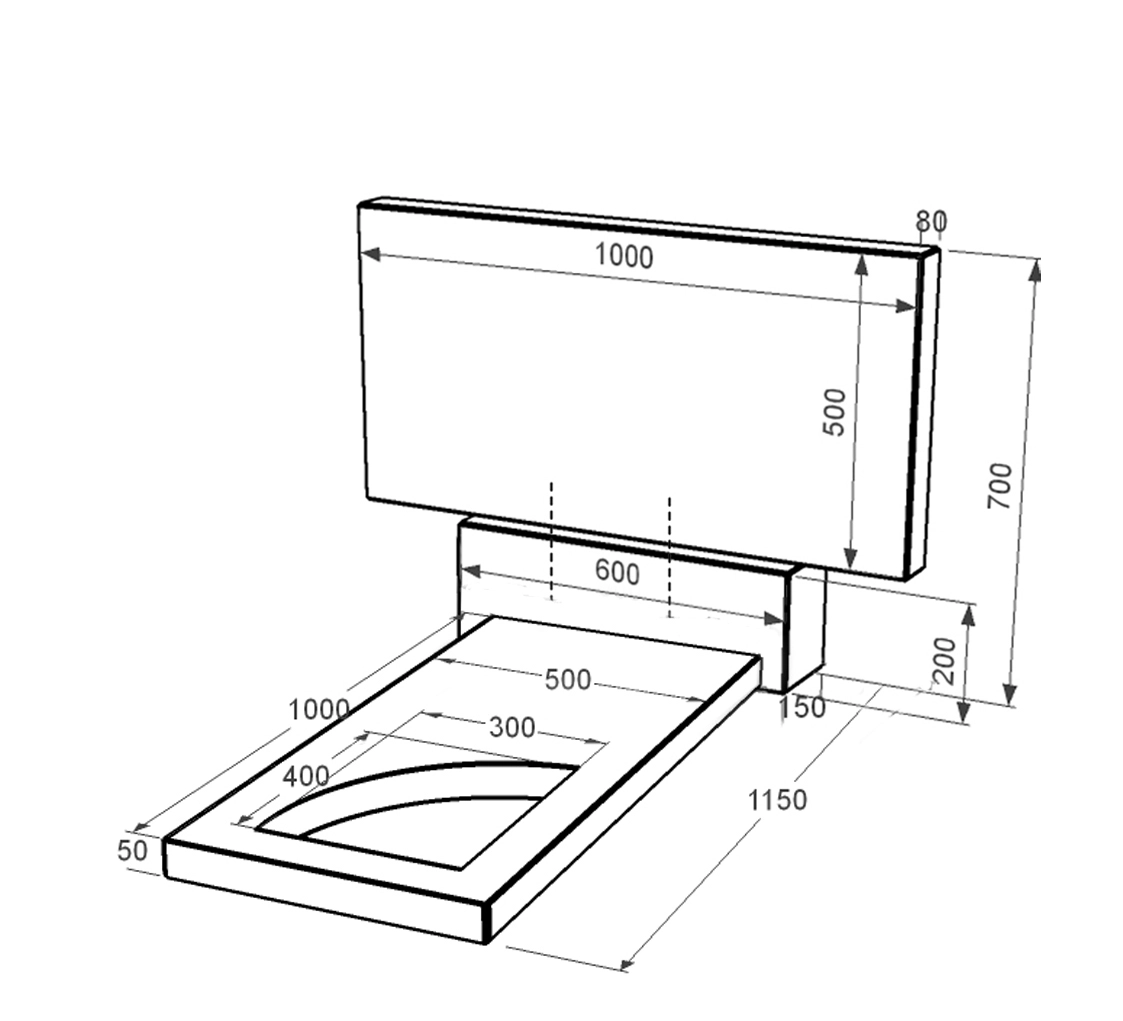 Пам'ятник із граніту з декоруванням білою галькою одинарний із чорного граніту Коростишів з вирізаним куточком к9-kor-npf-50-100-08-001