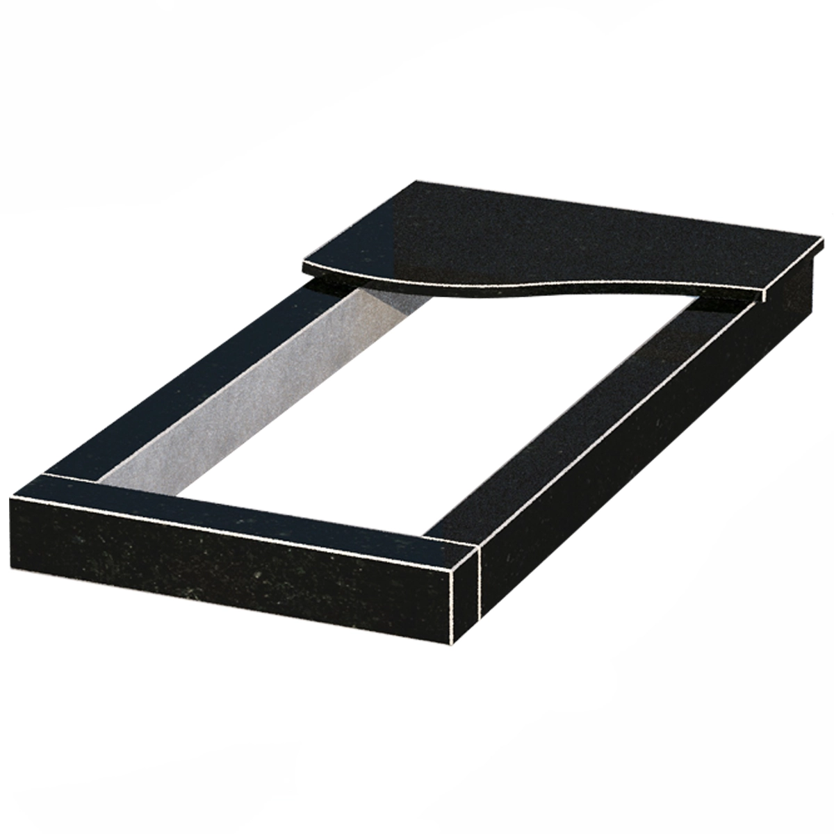 Основное Цветник на могилу из гранита 1280x600x100 серия Базис с неполированными фасками Коростышевского карьера cv-kor-npf-1280-600-3-volna-1-np