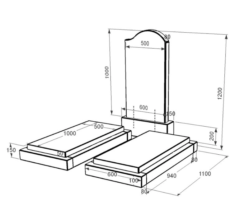 Размеры Памятник из гранита вертикальный двойной из черного гранита Коростышев с волной резной к21-kor-npf-100-50-08-011-r