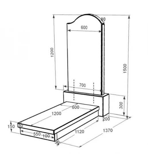 Размеры Гранитный памятник большого размера одинарный из черного гранита Коростышев с волной резной к10-kor-npf-120-60-08-011-r