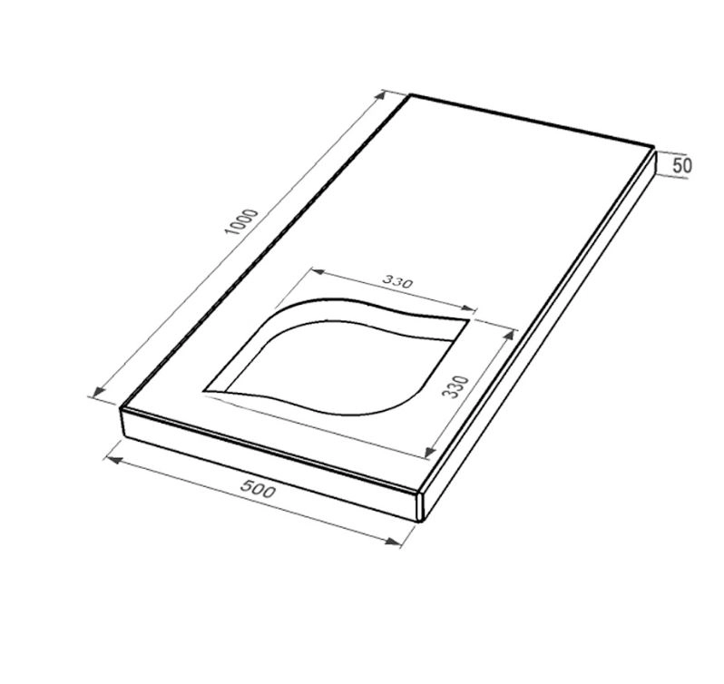 Розміри Надгробна плита кольорова 1000x500x50 з Токівського граніту з полірованими фасками серія Лист ліва pl-tok-pf-pt-100-50-05-LISTOK-l