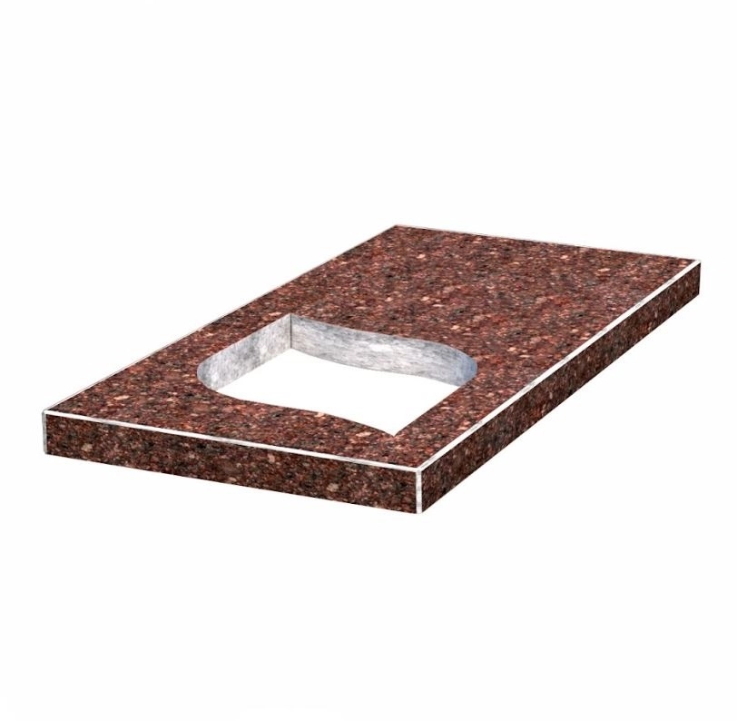 Основное Надгробная плита коричневого цвета 1000x500x50 из Токовского гранита с неполированными фасками серия Лист правая pl-tok-npf-pt-100-50-05-LISTOK-r