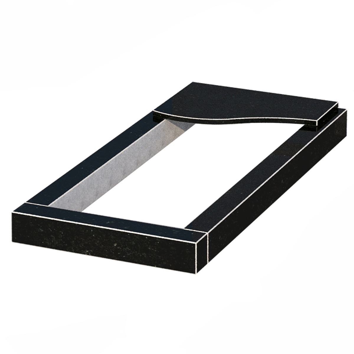 Основне Квітник на могилу широкий 1280x600x100 з граніту серія Базіс із неполірованими фасками Коростишівського кар'єру cv-kor-npf-1280-600-3-volna-1-st