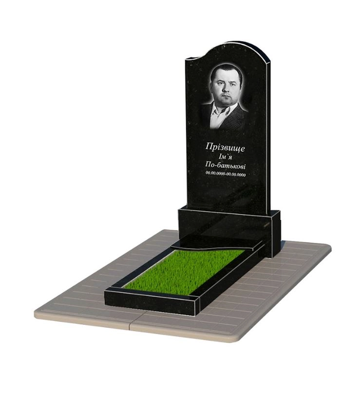 Основное Надгробие из гранита с формой волны одинарное из черного гранита Коростышев к4-kor-npf-120-60-08-011-r-pbd3