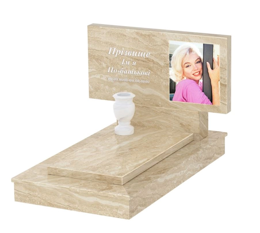 Основне Мармуровий пам'ятник висотою 70 см одинарний з мармуру Дайна без різьблених робіт к7-dan-pf-50-100-05-001-ck