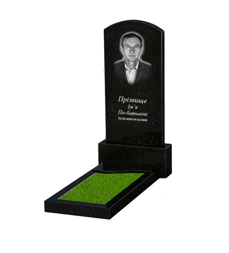 Основное Гранитный памятник на одного из черного гранита Коростышев с волной резной к4-kor-pf-120-60-08-009