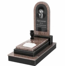 Пам'ятник із граніту з листом різьблена робота одинарний з граніту Токівський Коростишевський з полукруглою стелою к13-tok-kor-npf-80-40-05-006-ck