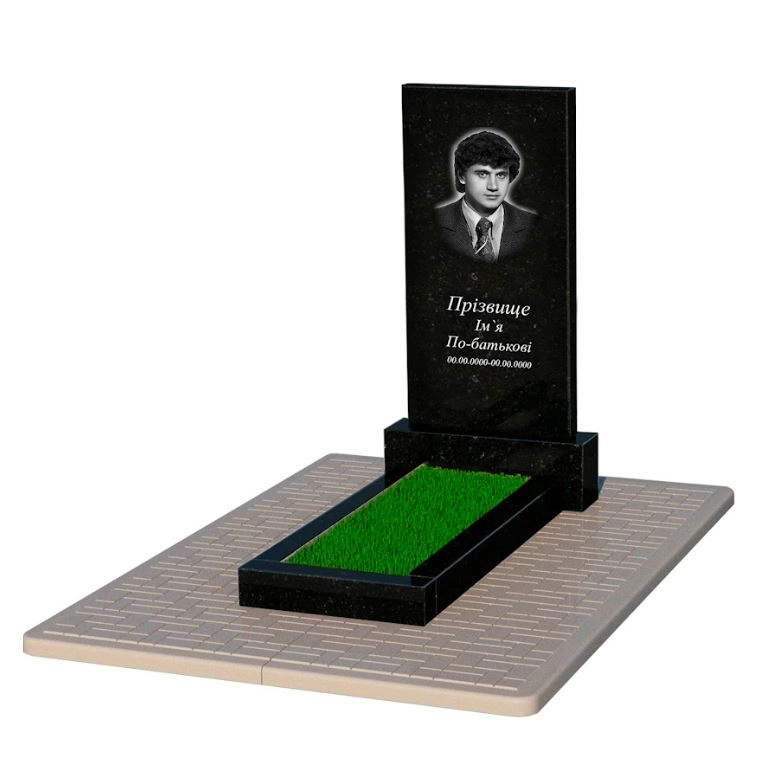 Основне Пам'ятник із граніту юнакам одинарний із чорного граніту Коростишів без різьблених робіт к1-kor-pf-100-50-08-001-pbd2