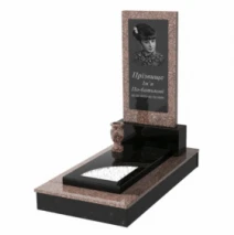Памятник из гранита с вырезанным уголком одинарный из гранита Токовский Коростышевский к9-tok-kor-pf-80-40-05-001-ck