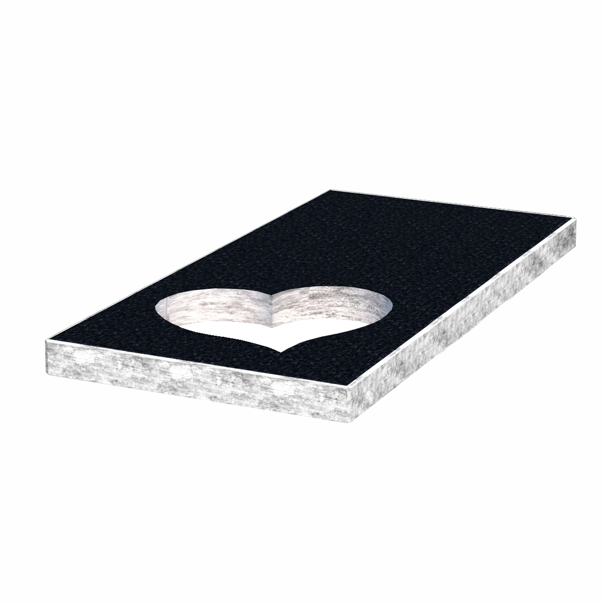 Основне Надгробна плита ліва 1000x500x50 з граніту серія Серце із неполірованими фасками з неполірованими торцями Букинського кар'єру pl-buk-npf-npt-100-50-05-SERCE-l