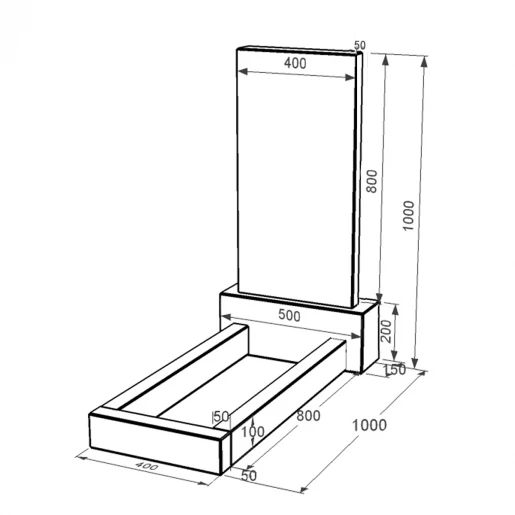 Розміри Гранітний пам'ятник від виробника Україна одинарні серія Базіс серія Базіс 001 із чорного граніту Коростишівського кар'єру к1-kor-npf-80-40-05-001