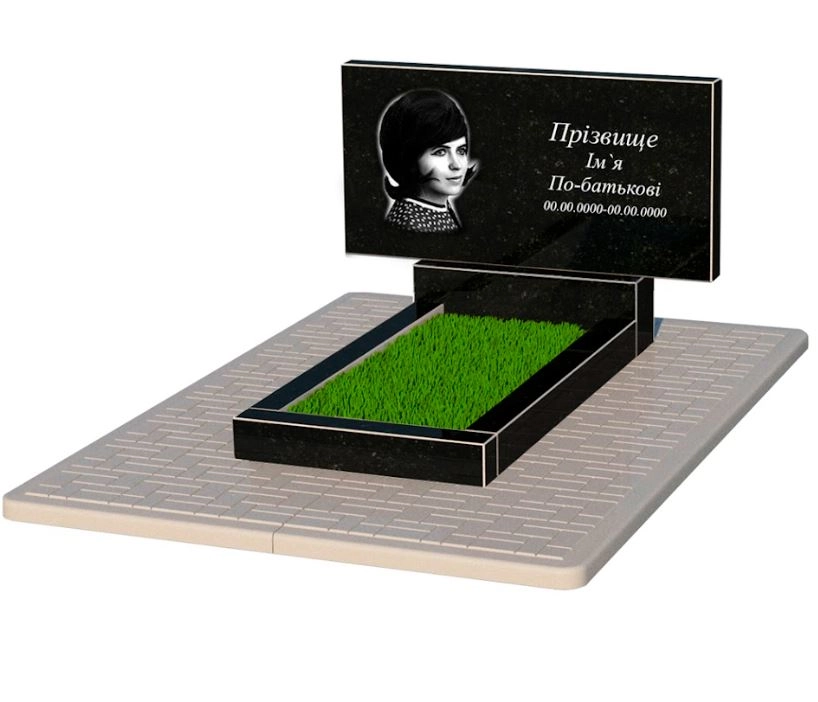 Основное Памятник на могилу из гранита от производителя Украина одинарный из черного гранита Коростышев без резных работ к2-kor-npf-50-100-08-001-pbd2