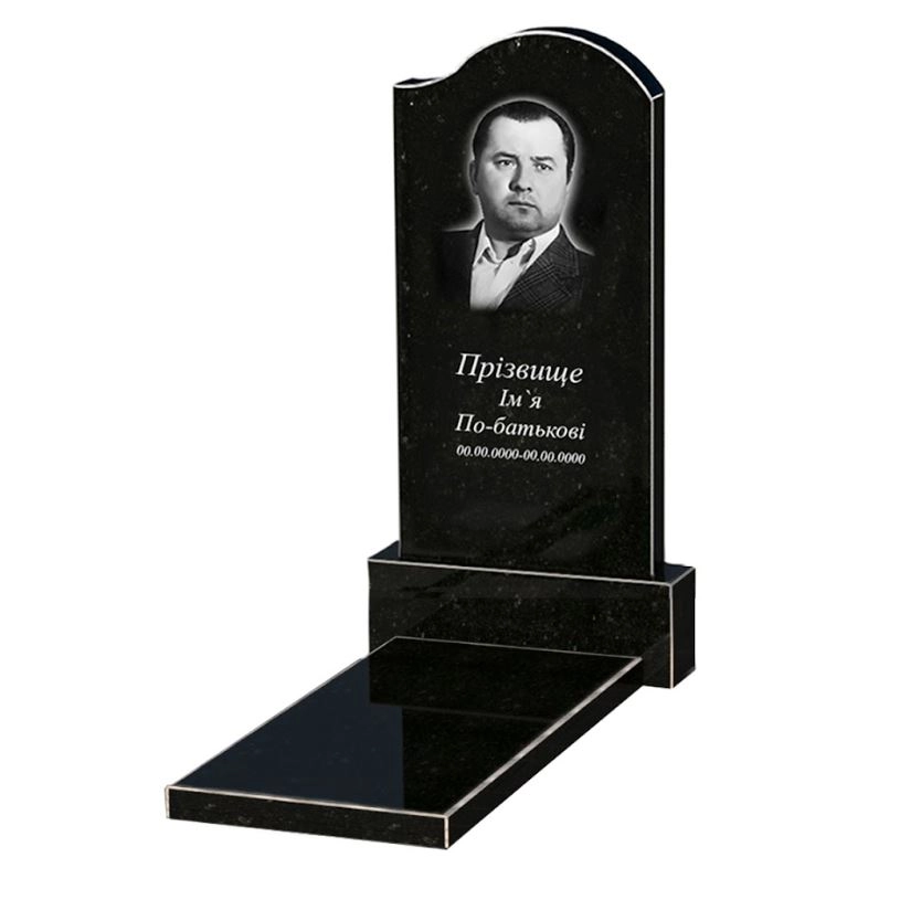 Основное Памятник из гранита отцу одинарный из черного гранита Коростышев с волной резной к7-kor-npf-100-50-08-011-r