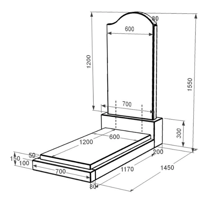 Размеры Памятник из гранита на могилу одинарный из черного гранита Коростышев с волной резной к12-kor-pf-120-60-08-011-r
