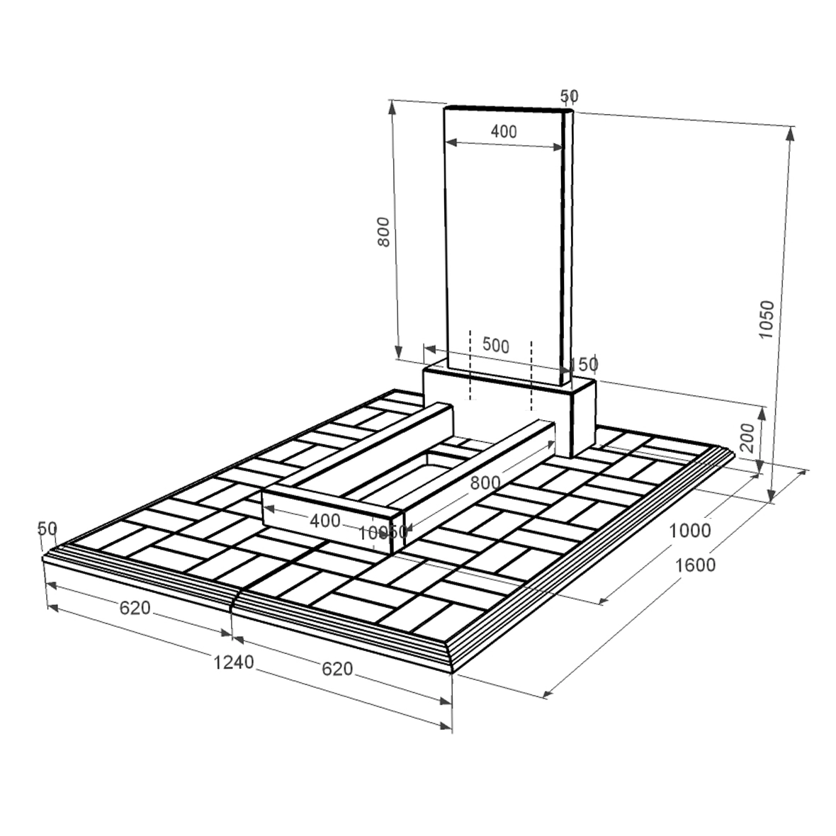 Розміри Гранітна плита на могилу дівчинам одинарний із чорного граніту Коростишів без різьблених робіт к1-kor-npf-80-40-05-001-pbd1