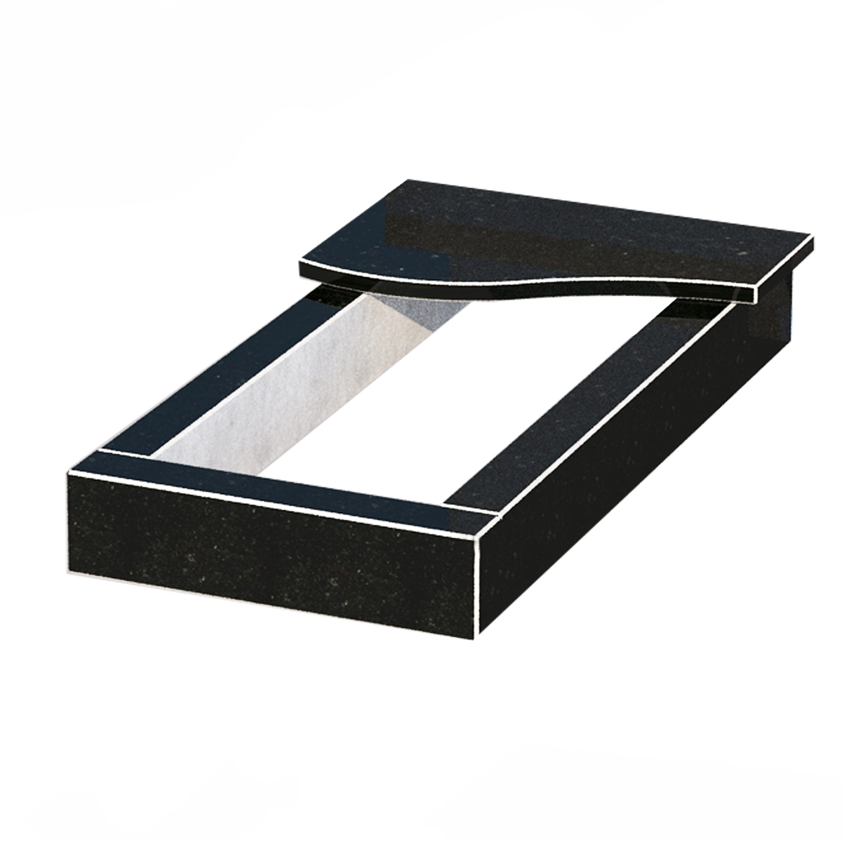 Основное Цветник на могилу с плитой с напуском 900x400x100 из гранита серия Базис с неполированными фасками Коростышевского карьера cv-kor-npf-850-400-3-volna-1-np