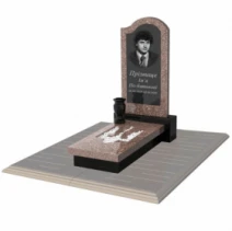 Памятник из гранита для кладбища одинарный из гранита Токовский Коростышевский с Трезубом вырезанным к8-tok-kor-pf-80-40-05-011-R-pbd1