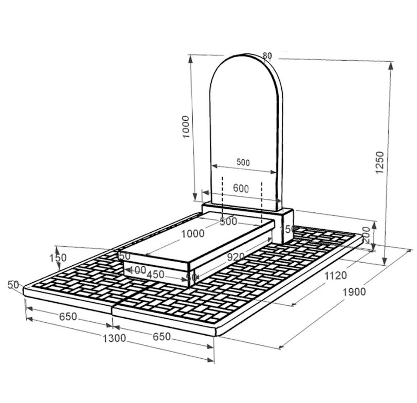 Размеры Гранитный памятник из черного гранита Коростышев одинарный с полукруглой стелой к10-kor-npf-100-50-08-006-pbd2