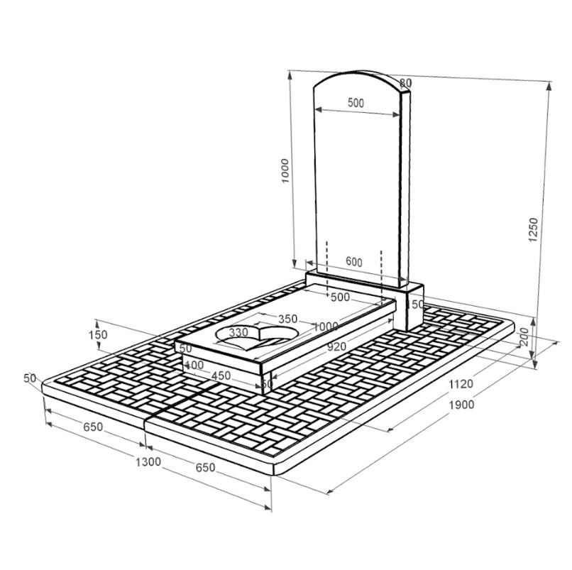 Розміри Гранітний пам'ятник на могилу з серцем різьблена робота одинарний із чорного граніту Коростишів к11-kor-pf-100-50-08-009-pbd2