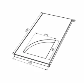 Размеры Надгробная плита бежевая 1200x600x50из мрамора Дайна с полированными фасками плита Уголок правая pl-dan-pf-pt-120-60-05-KUT-r