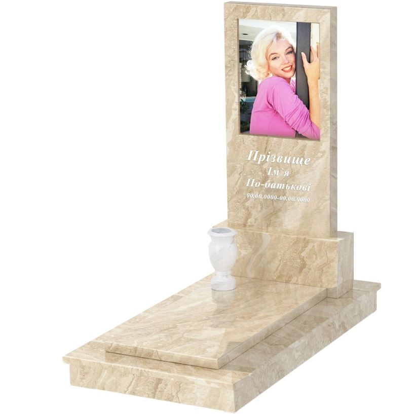 Основне Мармуровий пам'ятник стела 120х60 см одинарний з мармуру Дайна без різьблених робіт к7-dan-pf-120-60-08-001-ck